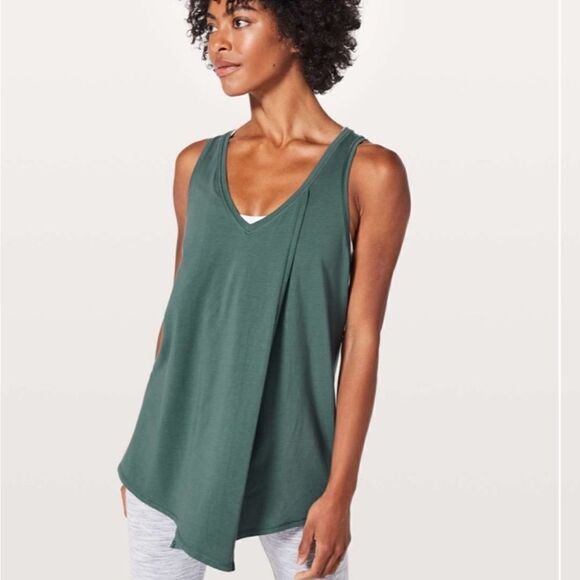 LULULEMON KNOT A PROBLEM TANK TOP TIE FRONT GRAPHITE GREEN - Picture 11 of 11